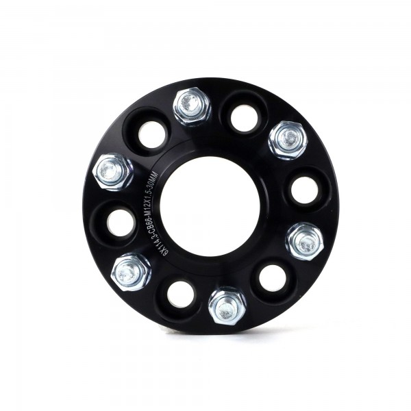  PCD 6X114.3/6X114.3 BUJE 66 ANCHO 30MM M12X1.25 COLOR NEGRO DOBLE FIJACION
