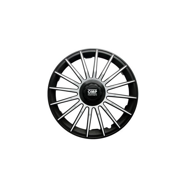 TAPACUBOS OMP 14" NEGRO/PLATA