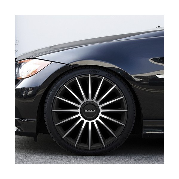 TAPACUBOS TORINO 14" NEGRO/PLATA CS5