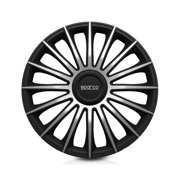 TAPACUBOS TORINO 15" NEGRO/PLATA CS5