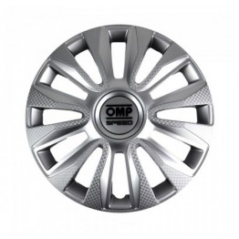 SET 4 TAPACUBOS OMP SPEED MOD. MAGNUM PLATA/CARBONO 16 PULGADAS