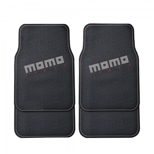 SET COMPLETO 4 PIEZAS ALFOMBRAS MOMO GOMA UNIVERSALES NEGRO Y GRIS