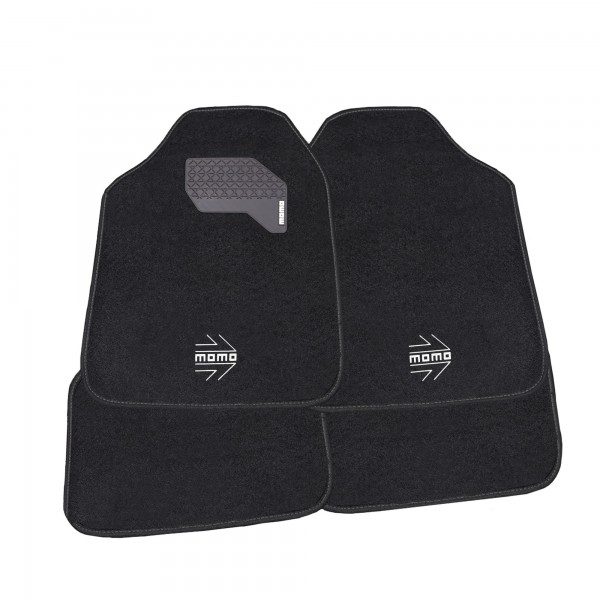SET COMPLETO 4 PIEZAS ALFOMBRAS MOMO 015 UNIVERSALES NEGRO/BLANCO