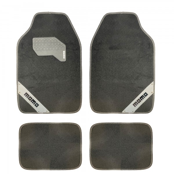 SET COMPLETO DE 4 PIEZAS ALFOMBRAS MOMO 012 UNIVERSALES NEGRO/BLANCO