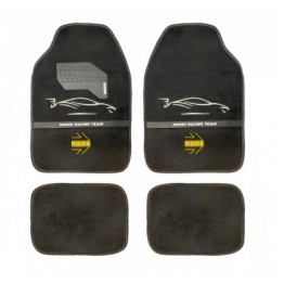 SET COMPLETO 4 PIEZAS ALFOMBRAS MOMO UNIVERSALES NEGRO Y BLANCO