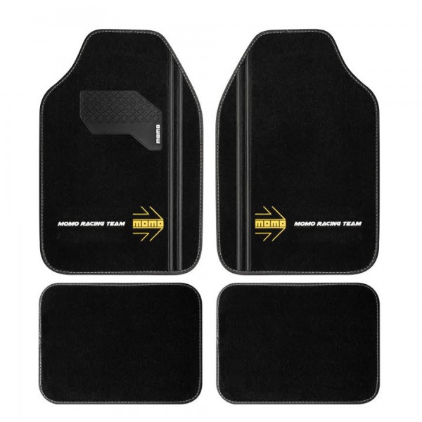 SET COMPLETO 4 PIEZAS ALFOMBRAS MOMO UNIVERSALES NEGRO/BLANCO