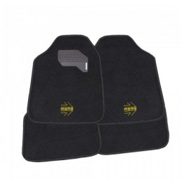 SET COMPLETO 4 PIEZAS ALFOMBRAS MOMO UNIVERSALES NEGRO/AMARILLO