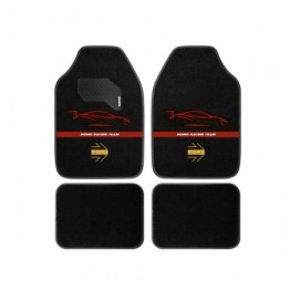SET COMPLETO 4 PIEZAS ALFOMBRAS MOMO UNIVERSALES NEGRO/ROJO