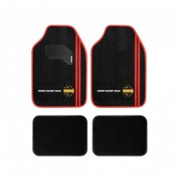 SET COMPLETO 4 PIEZAS ALFOMBRAS MOMO RACING UNIVERSALES NEGRO/ROJO