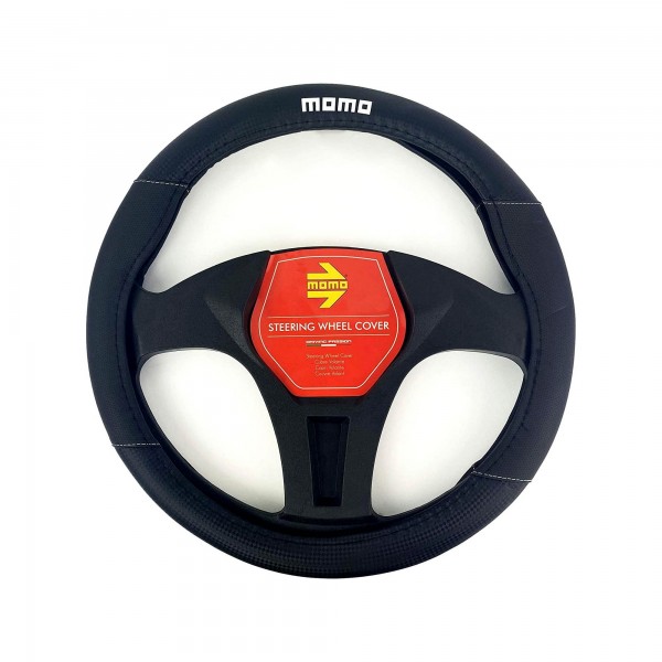 FUNDA DE VOLANTE MOMO 013 COLOR NEGRO/BLANCO