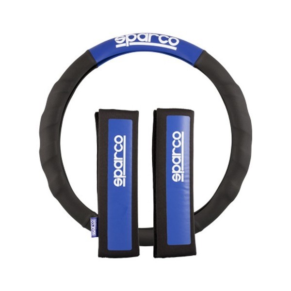 FUNDA VOLANTE+ALMOHADILLA N/AZ SPARCO NEGRO/AZUL CS10