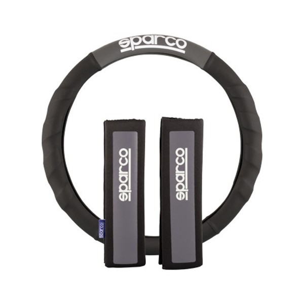 FUNDA VOLANTE+ALMOHADILLA N/GR SPARCO NEGRO/GRIS CS10