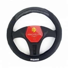 FUNDA VOLANTE MOMO UNIVERSAL POLIURETANO NEGRO Y BLANCO