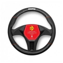 FUNDA VOLANTE MOMO CARBON UNIVERSAL NEGRO Y ROJO