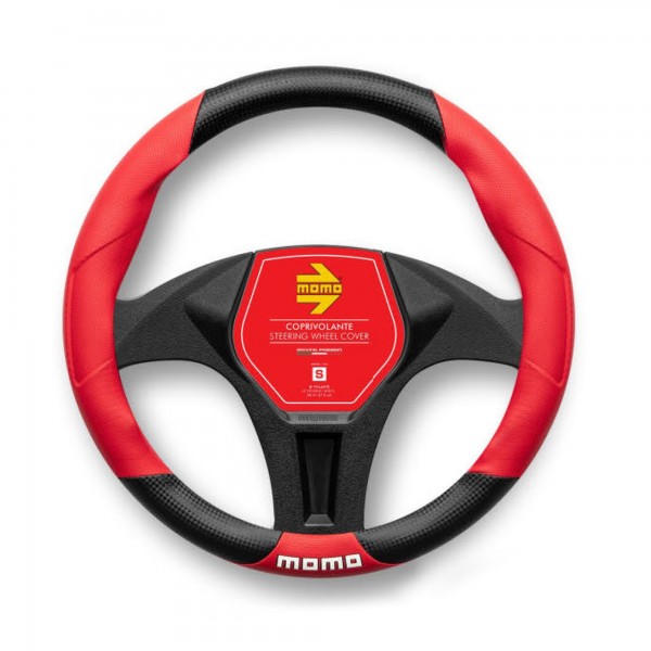 FUNDA VOLANTE MOMO TUNING UNIVERSAL NEGRO Y ROJO