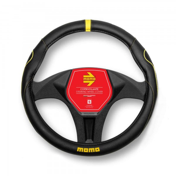 FUNDA VOLANTE MOMO SUPERGRIP UNIVERSAL NEGRO Y AMARILLO