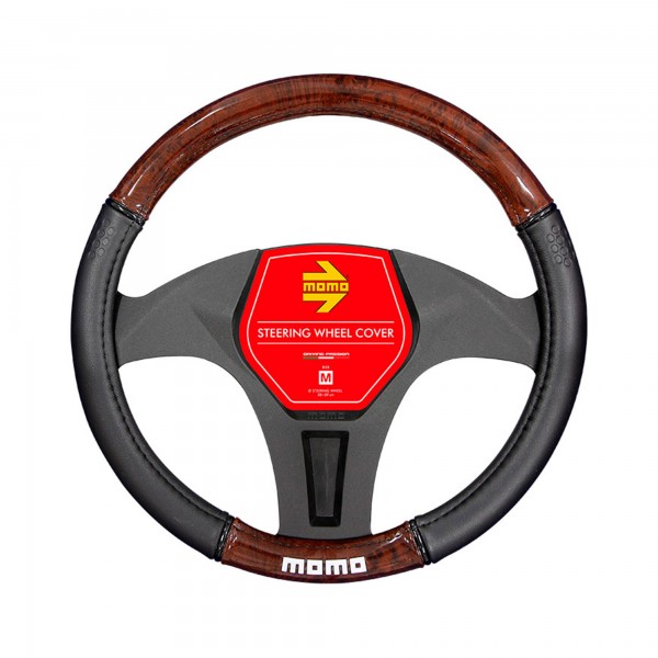 FUNDA VOLANTE MOMO LUXURY UNIVERSAL MADERA/NEGRO Y MARRON