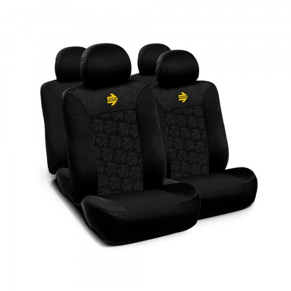 SET COMPLETO CUBRE ASIENTOS MOMO COCHE 11 PIEZAS NEGRO