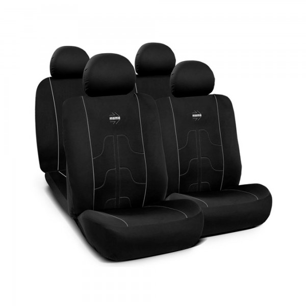 SET COMPLETO CUBRE ASIENTOS MOMO COCHE 11 PIEZAS NEGRO-GRIS