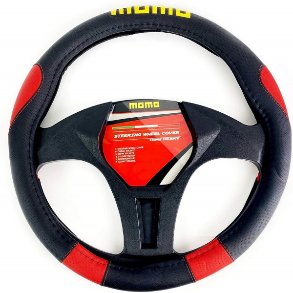 FUNDA DE VOLANTE MOMO 006 COLOR NEGRO/ROJO