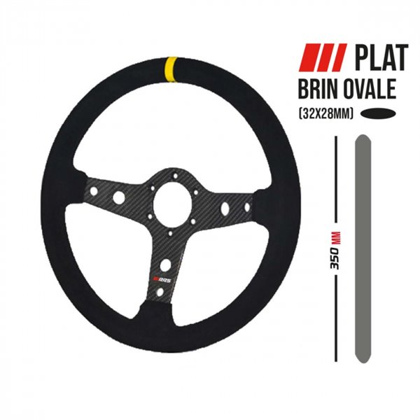 Volante RRS CARBON – Plano 350 mm – Ante negro plano
