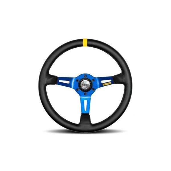 VOLANTE MOMO MOD.08 35 NEGRO LEA_BLU/SP 350MM