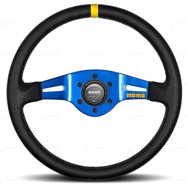 VOLANTE MOMO MOD.03 AZUL/SP NEGRO 35 PIEL