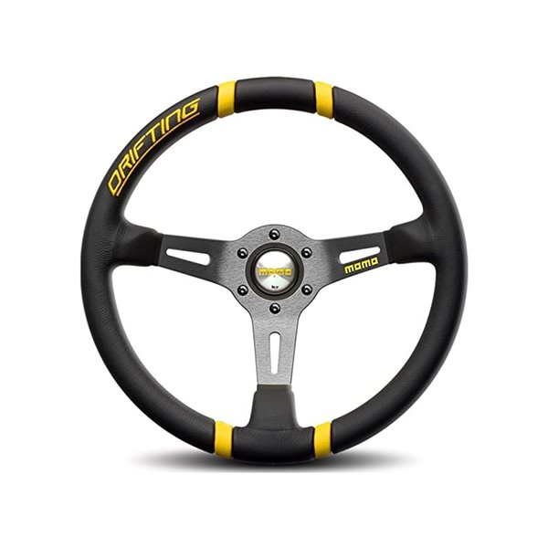 VOLANTE MOMO DRIFTING NEGRO/AMARILLO 350 350MM