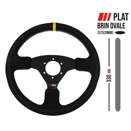 Volante RRS TRAJECT - Plano 330 mm - Ante negro costura blanca
