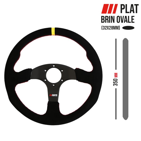 Volante RRS APEX – Plano 350 mm – Ante negro costura roja