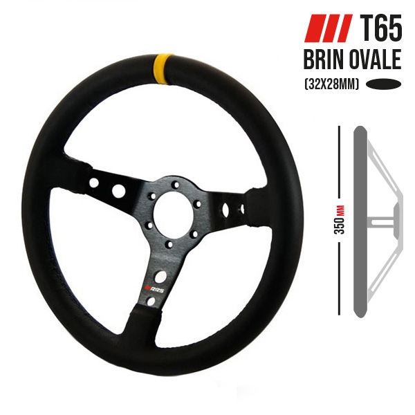 Volante RRS MONTE CARLO - F65 350mm - Cuero sintético - Radios negros