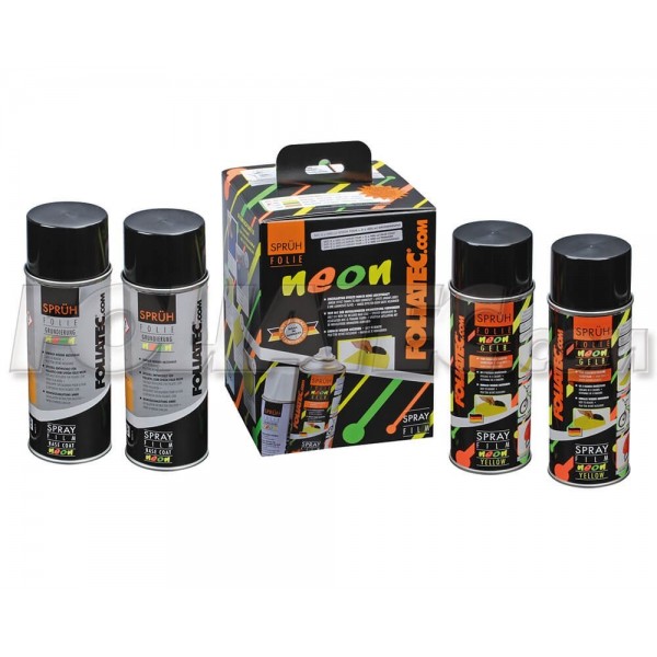 GOMA LIQUIDA NEON 4 PC. SET  AMARILLO 2 X 400 ML +  BASE COAT 2 X 400 ML
