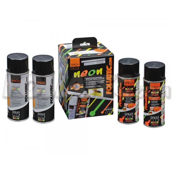 GOMA LIQUIDA NEON 4 PC. SET  NARANJA 2 X 400 ML +  BASE COAT 2 X 400 ML