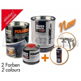 HARD ROCK LINER REMOVABLE SET  NEGRA PINTURA 2 5 L  HARDENER 0 5 L  BASECOAT 2 5 L  SPRAY GUN