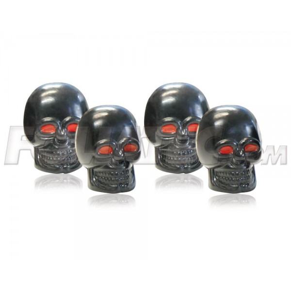 AIRCAPS TAPON VALVULA SKULL  NEGRA WITH ROJO EYES 4 PIEZAS