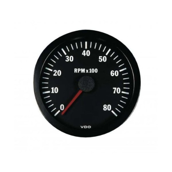CUENTARREVOLUCIONES VDO 8000 RPM DIÁMETRO 52 FONDO NEGRO 4 / 6 / 8 CILINDROS DIESEL / GASOLINA