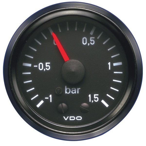 MANÓMETRO VDO PRESIÓN TURBO 1.5 BAR DIÁMETRO 52 FONDO NEGRO