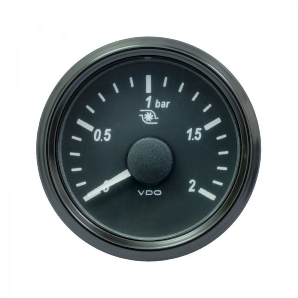 MANÓMETRO DE PRESIÓN TURBO VDO SINGLEVIU™ 0-2BARES DIÁMETRO 52 FONDO NEGRO