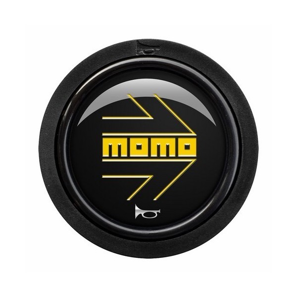PULSADOR MOMO ARROW LOGO POLISH NEGRO-YEL.2C R