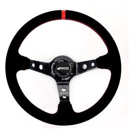 VOLANTE ANTE CARBONO COSTURAS ROJAS