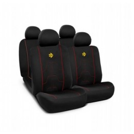 SET COMPLETO CUBRE ASIENTOS MOMO COCHE 11 PIEZAS NEGRO Y ROJO