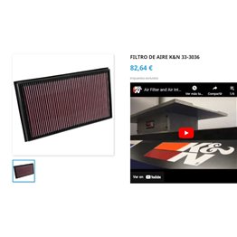 FILTRO AUDI/CUPRA/SKODA/VOLKSWAGEN K&N 33-3036 