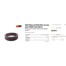 FILTRO FORD CAPRI (ECJ) K&N E-9135