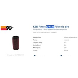 FILTRO RENAULT K&N E-9131