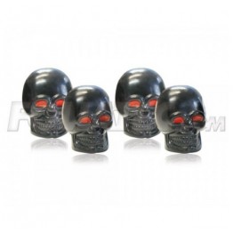 AIRCAPS TAPON VALVULA SKULL  NEGRA WITH ROJO EYES 4 PIEZAS